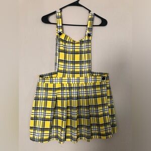 Boohoo Yellow Plaid Pinafore Dress